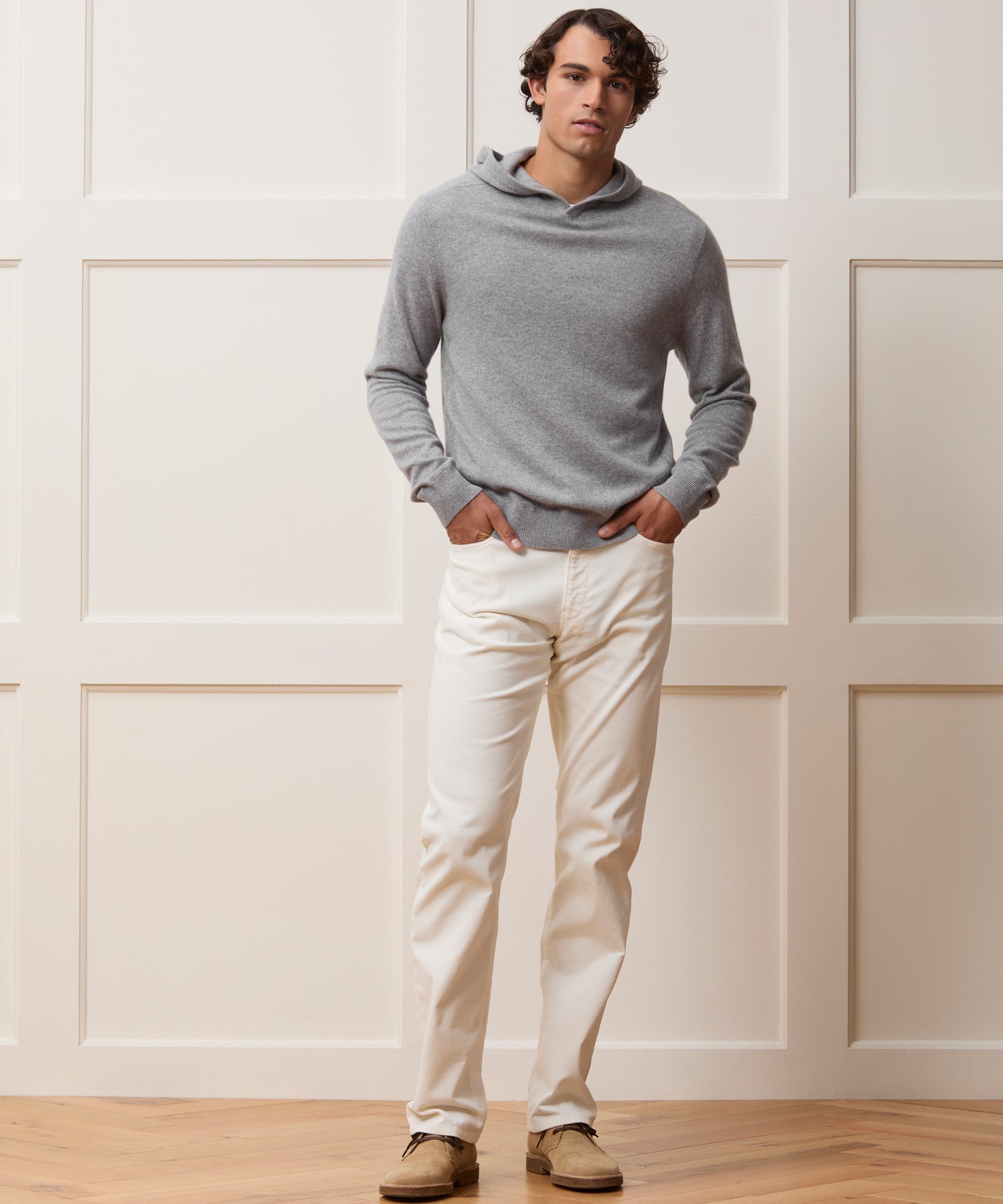 Todd Snyder Men's Cashmere Hoodie Midweight Classic Fit Grey